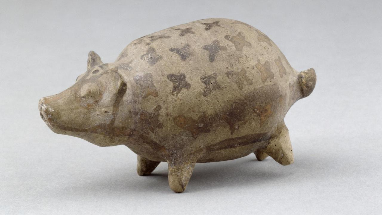 Bemaltes Schweinchen. Troja, Ton, bemalt, 1800-1100 v. Chr. Bemaltes Schweinchen. Troja, Ton, bemalt, 1800-1100 v. Chr.