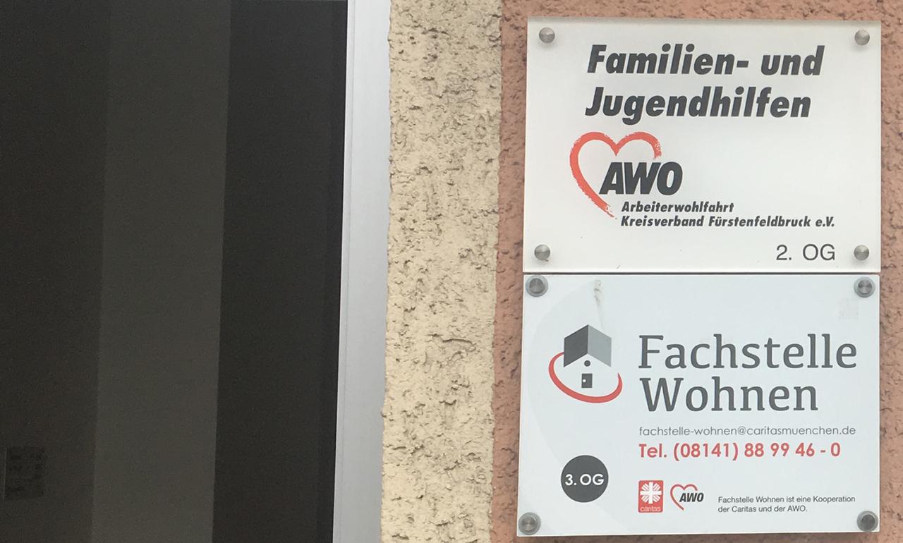 Der Eingang der Beratungs-Fachstelle Wohnen im bayrischen Fürstenfeldbruck