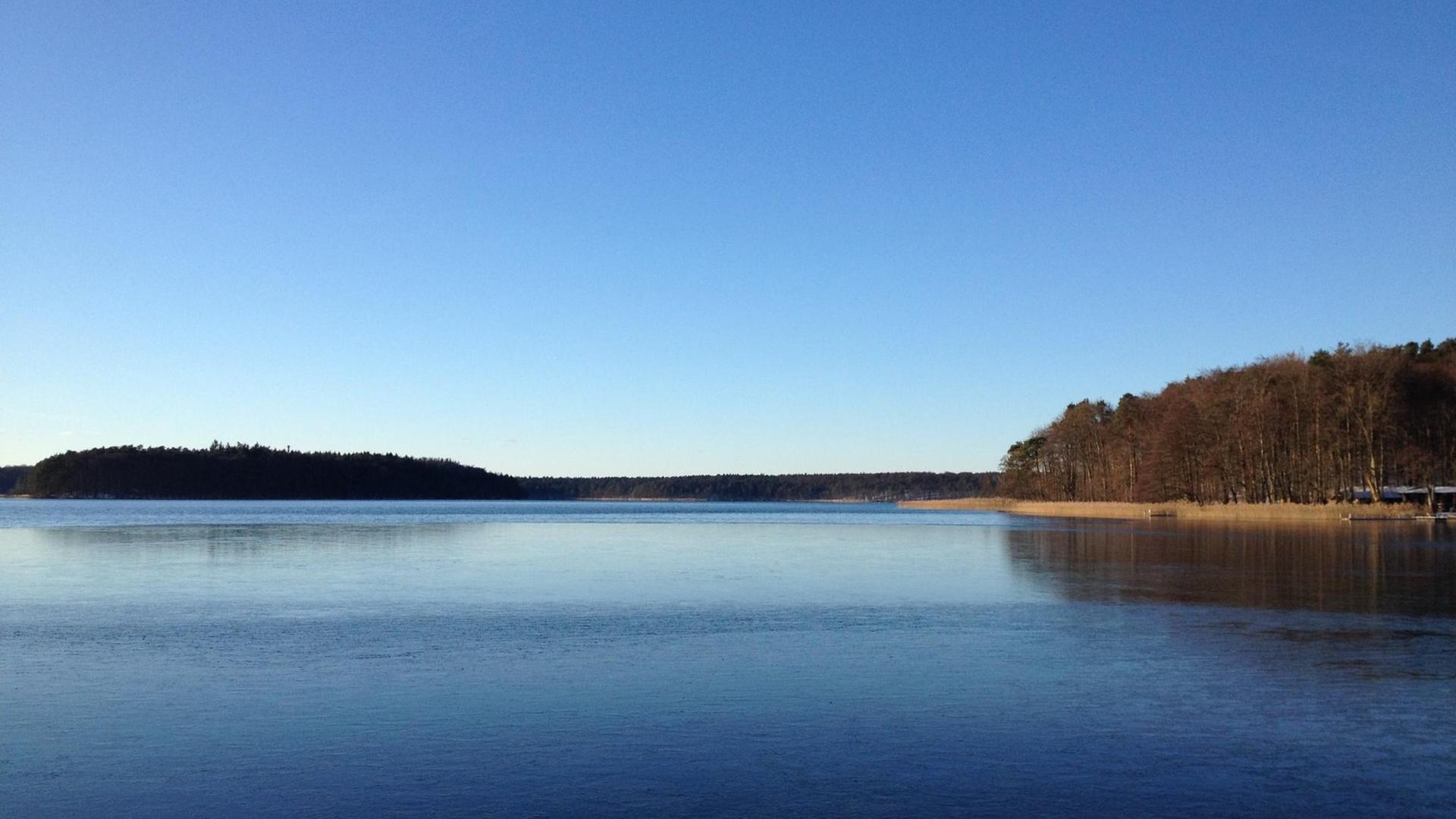 Ein Blick auf den Großen Stechlinsee und dessen Ufer. Ein Blick auf den Großen Stechlinsee und dessen Ufer.