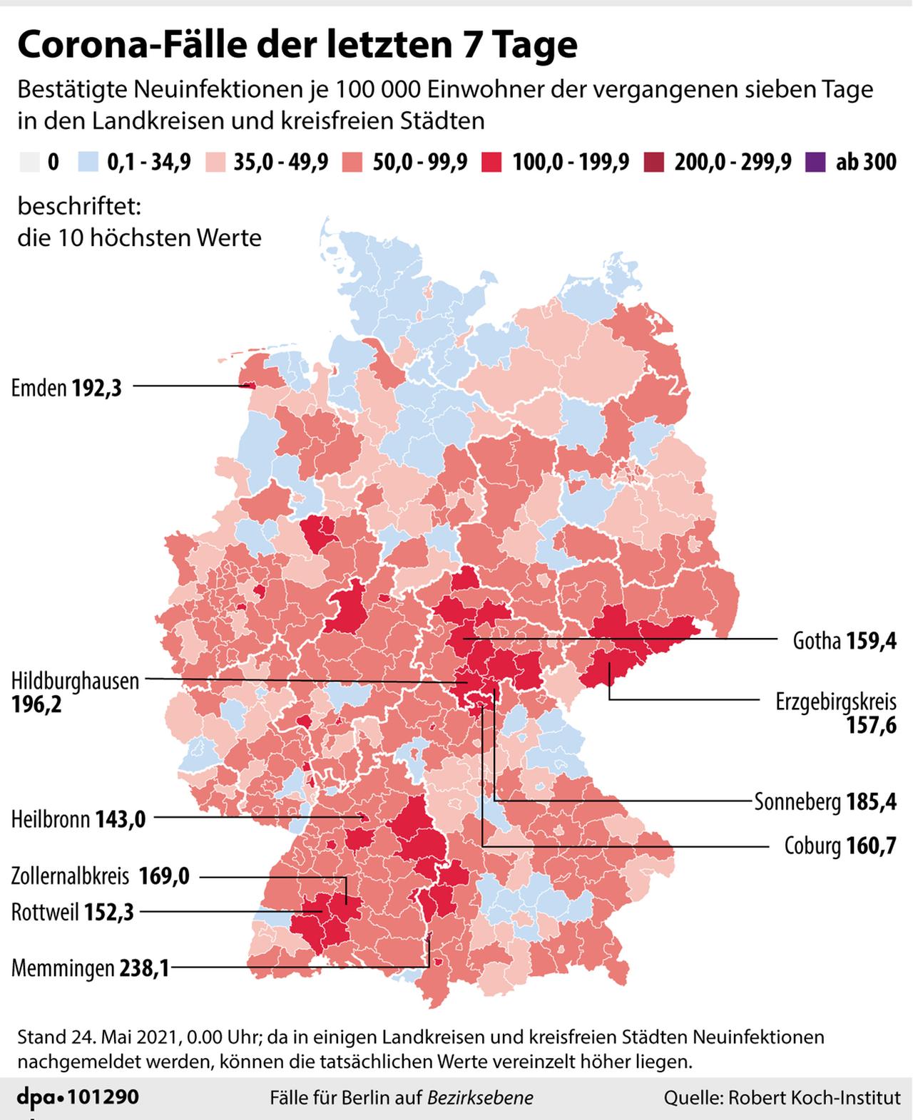 Das Foto zeigt die Corona-Fälle der letzten 7 Tage. Das Foto zeigt die Corona-Fälle der letzten 7 Tage.