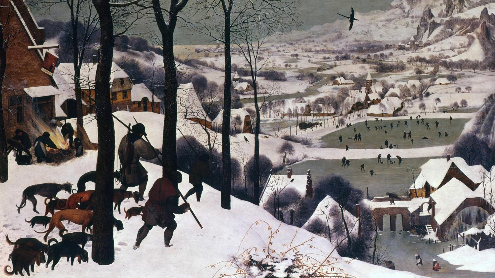 Jäger im Schnee - Gemälde von Pieter Bruegel dem Älteren 1565. Jäger im Schnee - Gemälde von Pieter Bruegel dem Älteren 1565.
