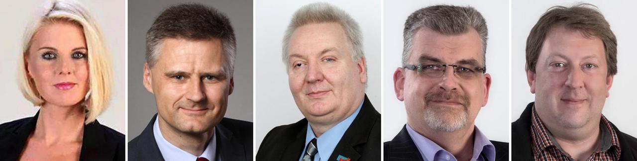 Die fünf AfD-Politiker, die in Berlin mit Direktmandat ins Abgeordnetenhaus gewählt wurden: Jessica Bießmann, Christian Buchholz, Kay Nerstheimer, Frank Scholtysek, Gunnar Lindemann Die fünf AfD-Politiker, die in Berlin mit Direktmandat ins Abgeordnetenhaus gewählt wurden: Jessica Bießmann, Christian Buchholz, Kay Nerstheimer, Frank Scholtysek, Gunnar Lindemann