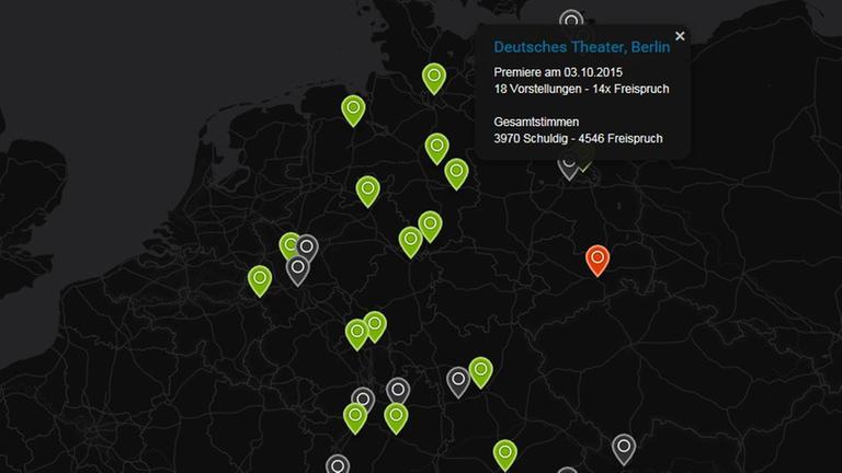 Screenshot http://terror.kiepenheuer-medien.de/ über die Abstimmung des Publikums bei Theaterinszenierungen von Ferdinand von Schirachs "Terror". Screenshot http://terror.kiepenheuer-medien.de/ über die Abstimmung des Publikums bei Theaterinszenierungen von Ferdinand von Schirachs "Terror".