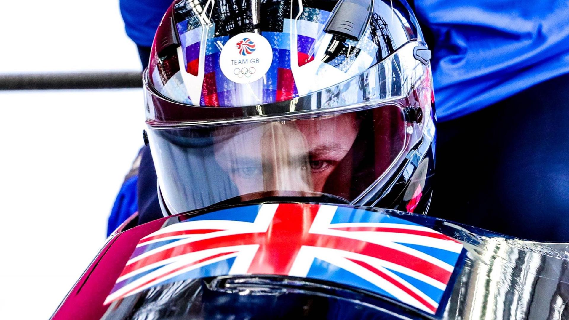 Der britische Vierer-Bob bei den Olympischen Winterspielen in Pyeonchang. Der britische Vierer-Bob bei den Olympischen Winterspielen in Pyeonchang.