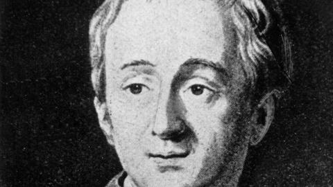 Ein schwarz-weiß Porträt des Schriftstellers und Philosophen Denis Diderot. 