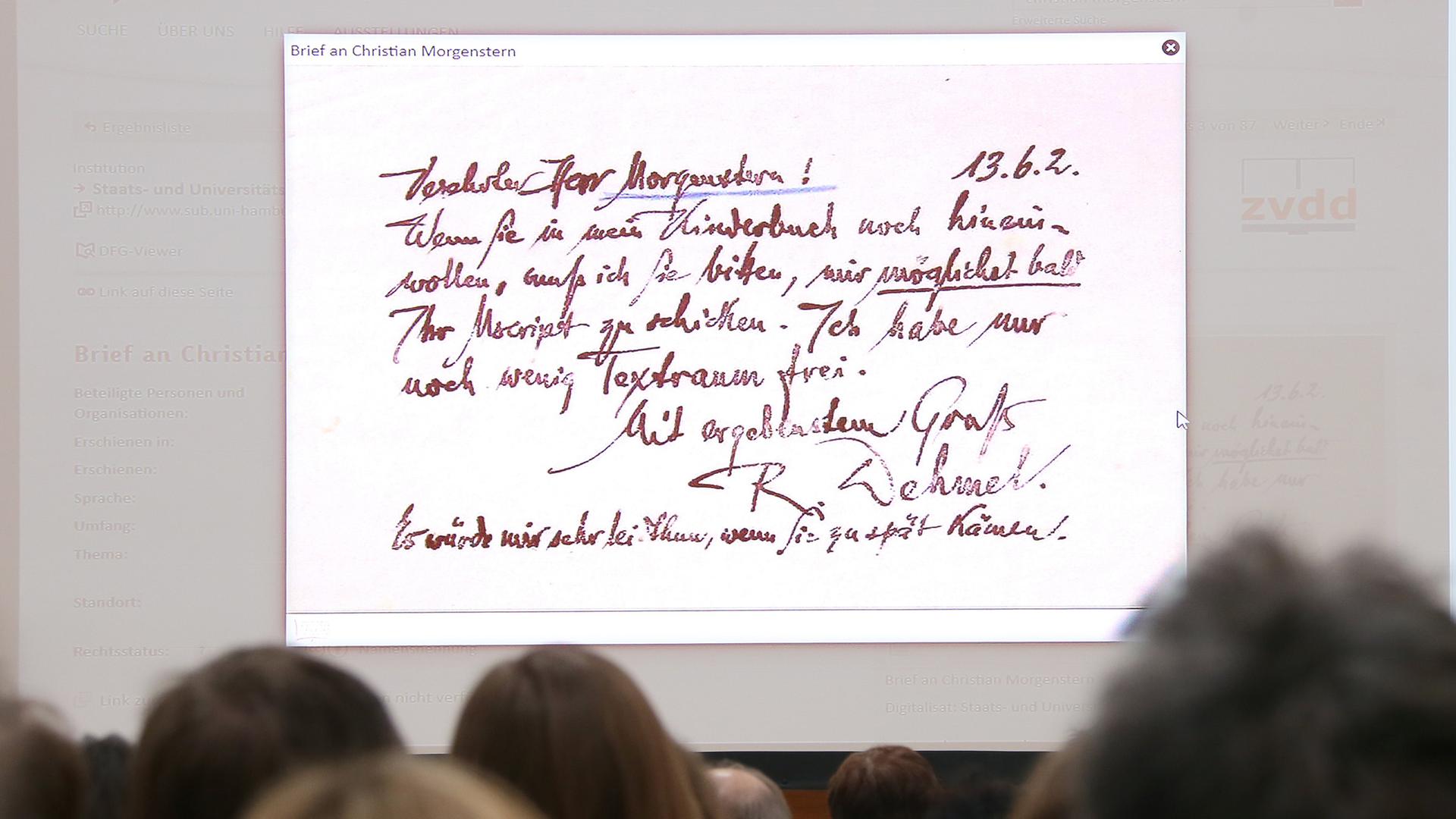 Ein Brief an den Dichter Christian Morgenstern wird präsentiert Ein Brief an den Dichter Christian Morgenstern wird präsentiert
