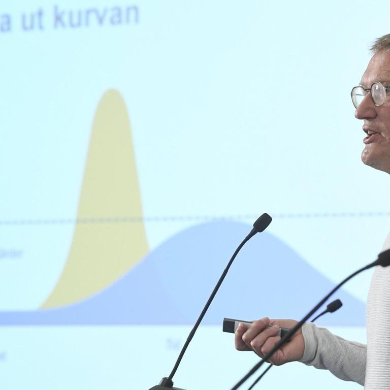 Der Chefepidemiologe Anders Tegnell von der schwedischen Gesundheitsbehörde spricht während einer Pressekonferenz am 9. Juni 2020 in Stockholm über die aktuelle Covid-19 Situation