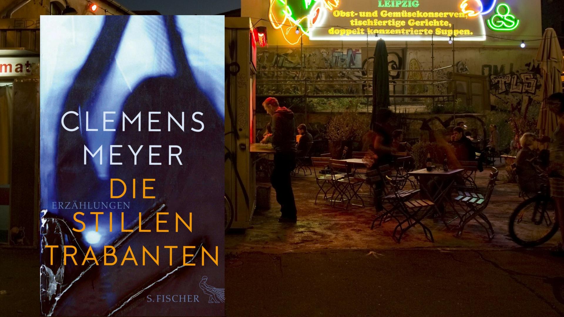 Buchcover von Clemens Meyers "Die stillen Trabanten". Im Hintergrund: Die Karl-Liebknecht-Strasse in der Leipziger Südvorstadt. Buchcover von Clemens Meyers "Die stillen Trabanten". Im Hintergrund: Die Karl-Liebknecht-Strasse in der Leipziger Südvorstadt.