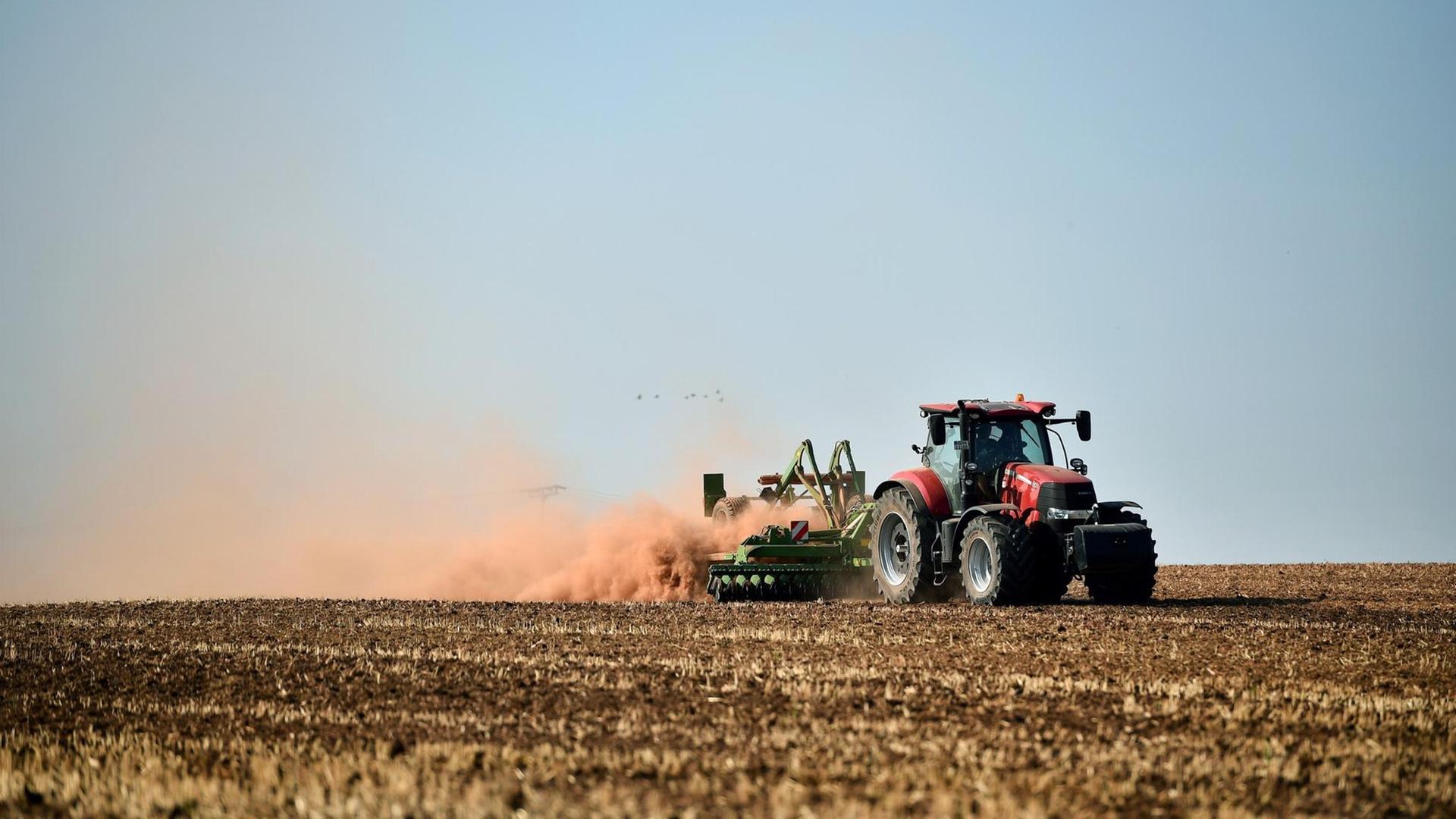 Ein Landwirt pflügt sein Feld Ein Landwirt pflügt sein Feld