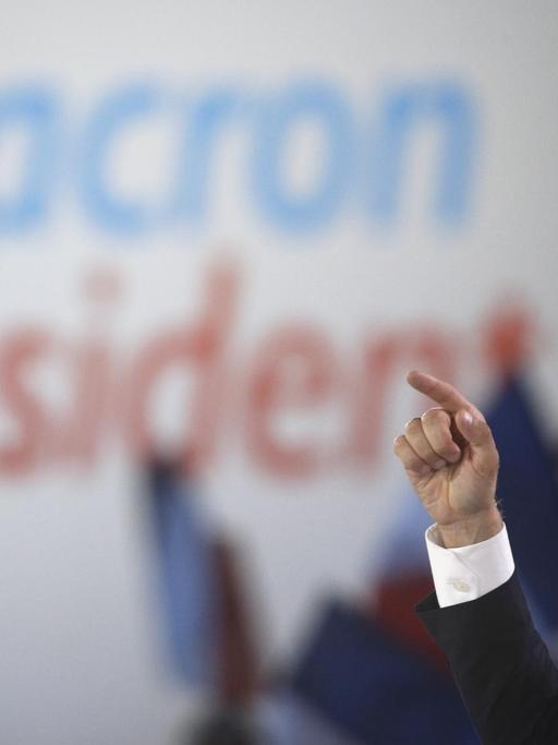 Der Präsidentschaftskandidat der Bewegung En Marche, Emmanuel Macron, bei einer Rede am 1. Mai während seines Wahlkampfs.