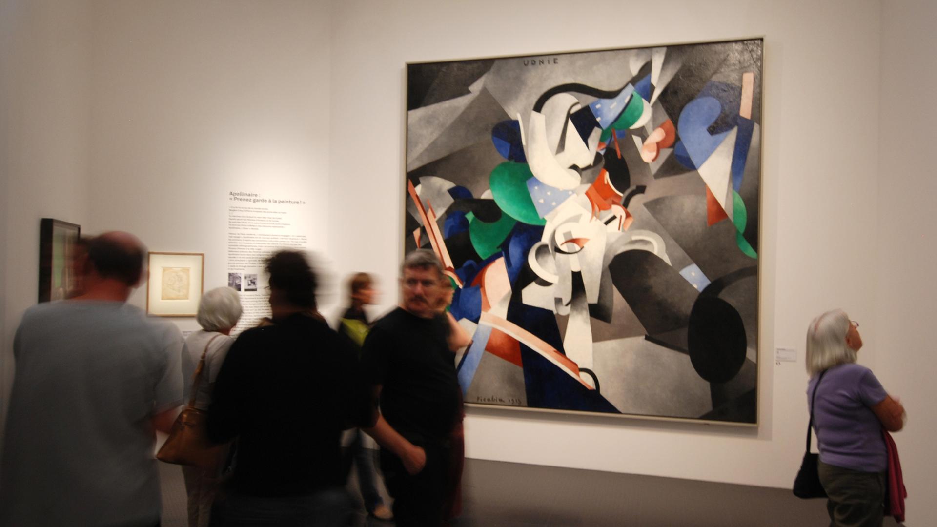 Das Gemälde "Udnie" (1913) von Francis Picabia im Museum Centre Pompidou-Metz in Metz. Das Gemälde "Udnie" (1913) von Francis Picabia im Museum Centre Pompidou-Metz in Metz.