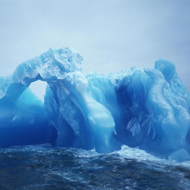 Ein blauer Eisberg schwimmt in der  Antarktis