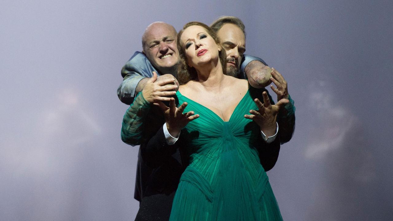 John Daszak, Catherine Naglestad und Thomas Mayer in "Die Gezeichneten" John Daszak, Catherine Naglestad und Thomas Mayer in "Die Gezeichneten"