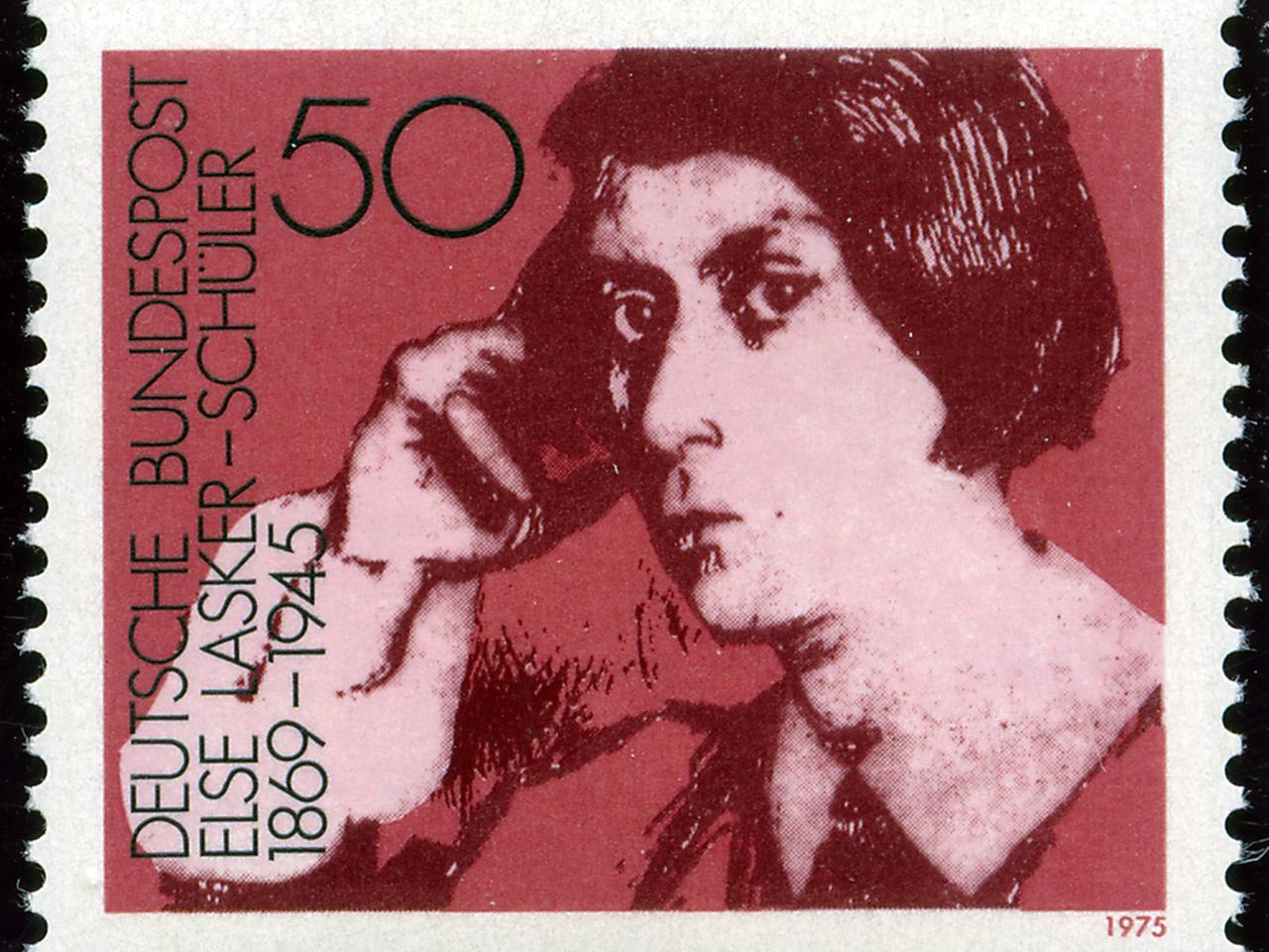 Else Lasker-Schüler auf einer Briefmarke der Deutschen Bundespost über 50 Pfennig aus dem Jahre 1975.