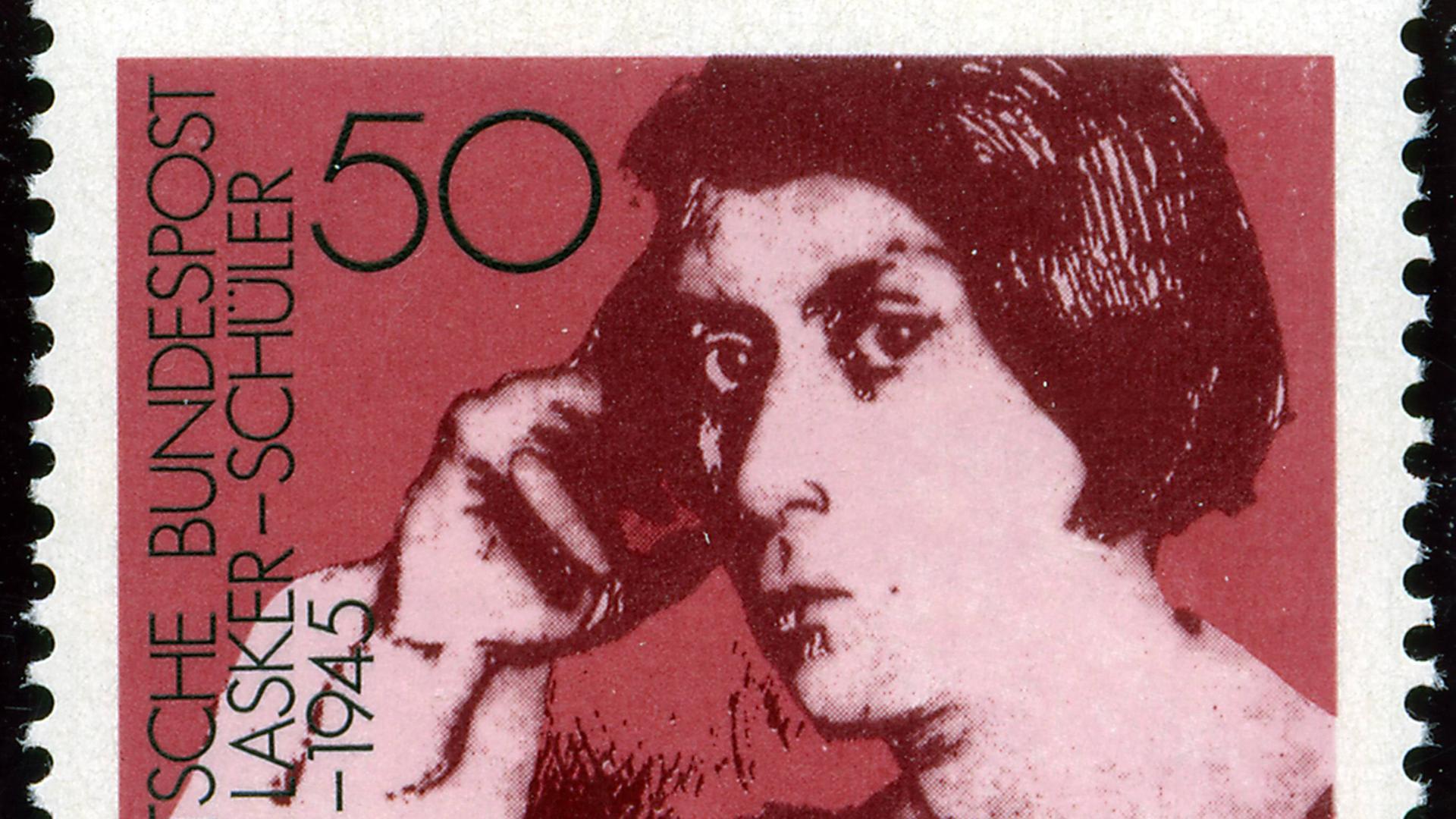 Else Lasker-Schüler auf einer Briefmarke der Deutschen Bundespost über 50 Pfennig aus dem Jahre 1975. Else Lasker-Schüler auf einer Briefmarke der Deutschen Bundespost über 50 Pfennig aus dem Jahre 1975.