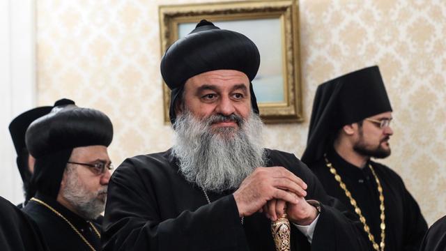 Ignatius Aphrem II., der Patriarch der Syrisch-Orthodoxen Kirche, bei einem Besuch in Moskau im November 2015