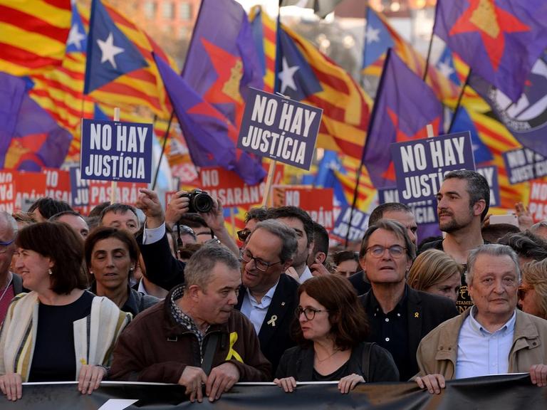 Der katalanische Regionalpräsident Quim Torra während einer Demonstration gegen den Gerichtsprozess gegen katalanische Separatisten.