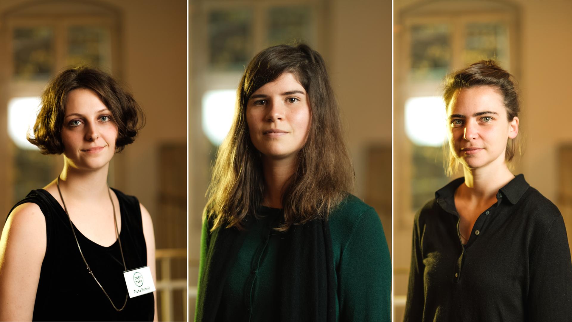 Collage mit Porträts der drei Gewinnerinnen des Open Mike 2019. Collage mit Porträts der drei Gewinnerinnen des Open Mike 2019.