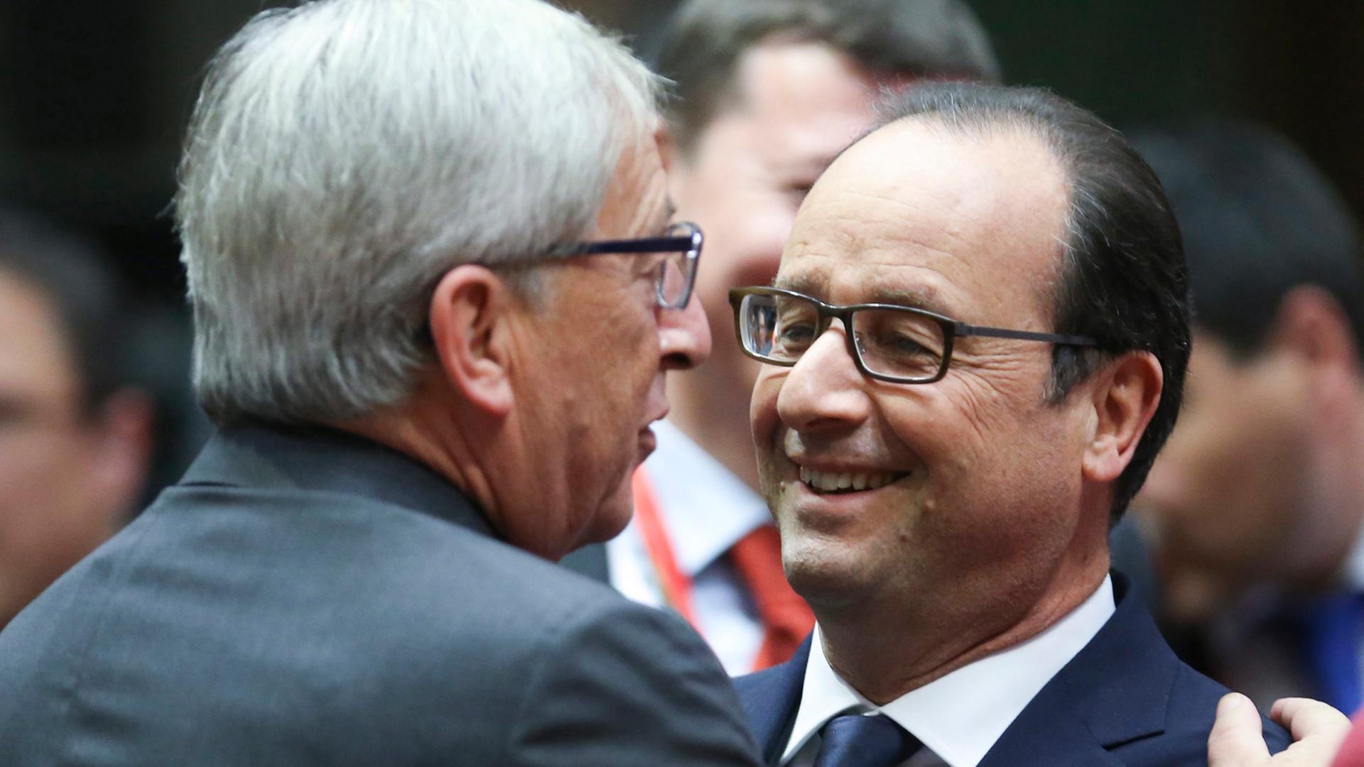 EU-Komissionspräsident Juncker und Frankreichs Präsident Hollande EU-Komissionspräsident Juncker und Frankreichs Präsident Hollande