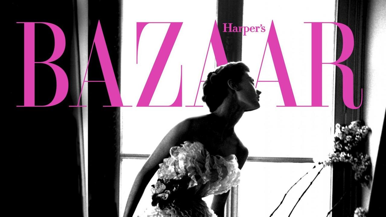 Das schwarzweiße Titelbild der 150 Jahre-Jubiläumsausgabe des US-Modemagazins Harper's Bazaar Das schwarzweiße Titelbild der 150 Jahre-Jubiläumsausgabe des US-Modemagazins Harper's Bazaar