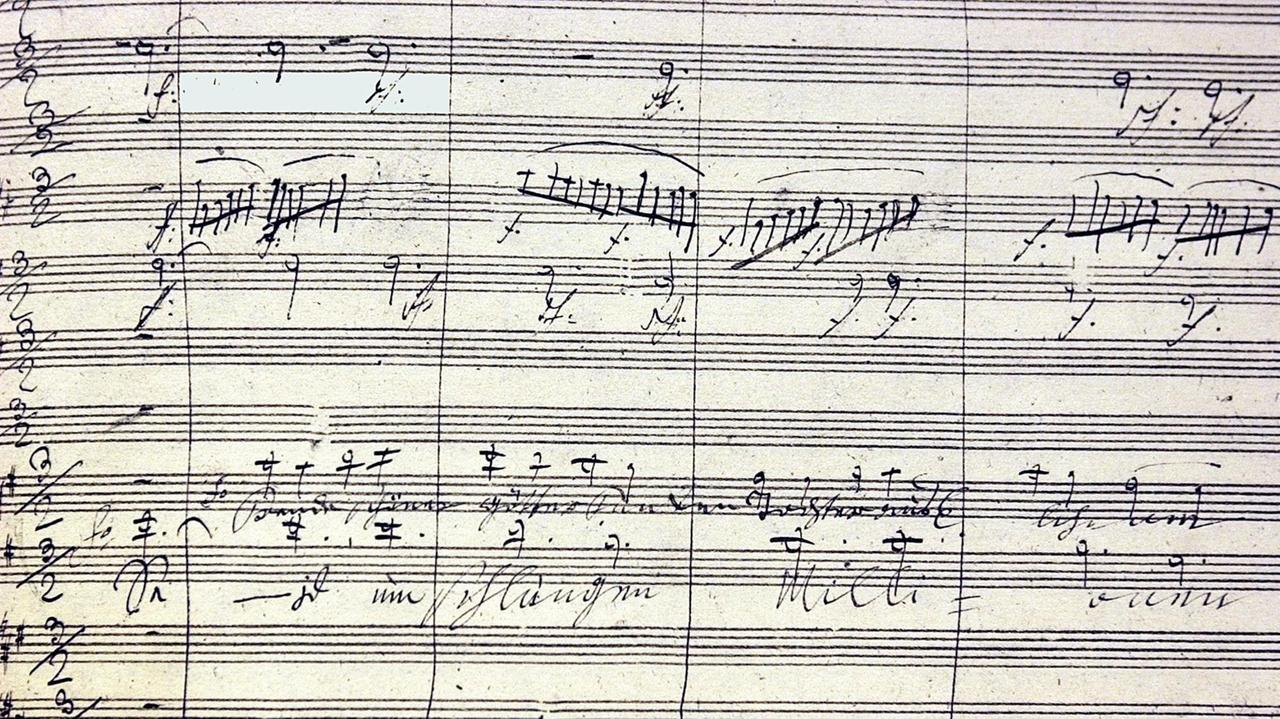 "Seid umschlungen, Millionen" ist am 8.1.2003 in Berlin auf einem Faksimile der Neunten Sinfonie von Ludwig van Beethoven zu lesen. "Seid umschlungen, Millionen" ist am 8.1.2003 in Berlin auf einem Faksimile der Neunten Sinfonie von Ludwig van Beethoven zu lesen.