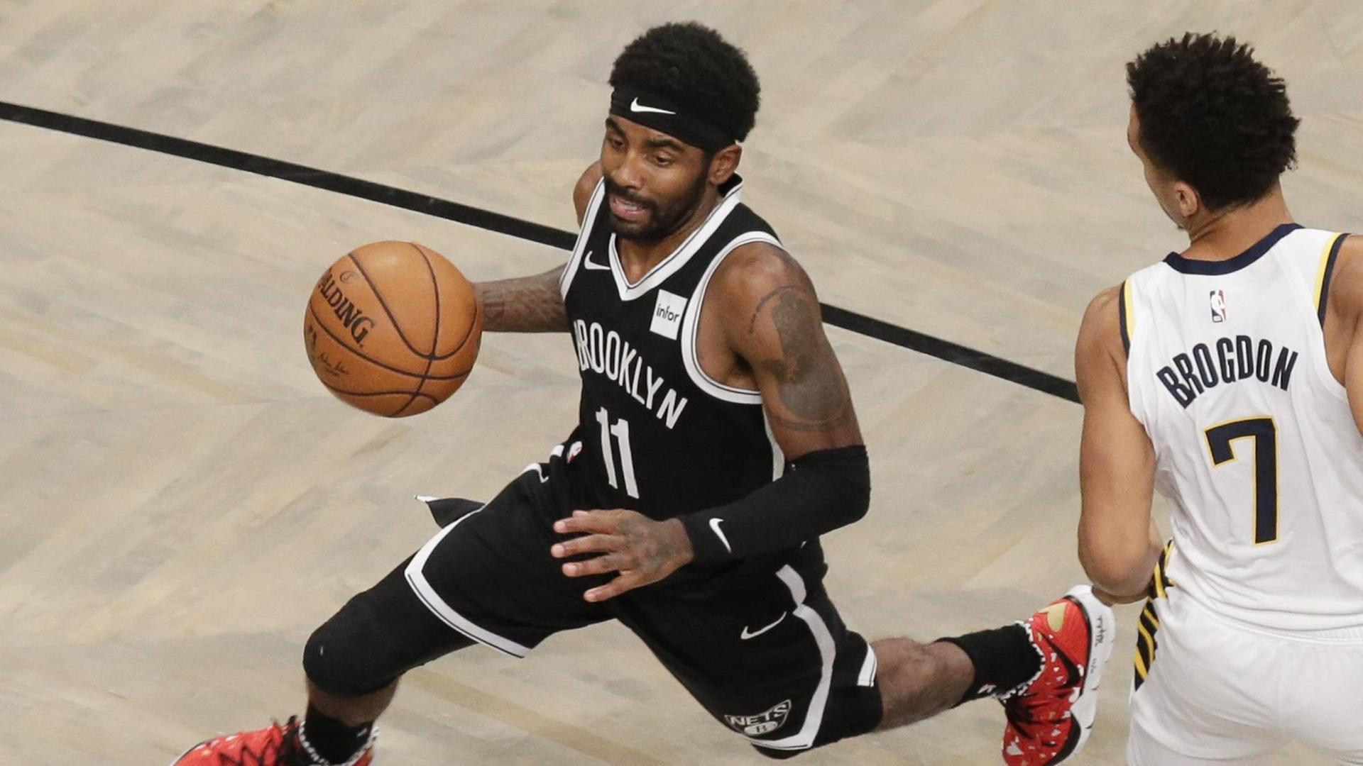 Kyrie Irving vom New Yorker Basketball-Club Brooklyn Nets. Kyrie Irving vom New Yorker Basketball-Club Brooklyn Nets.
