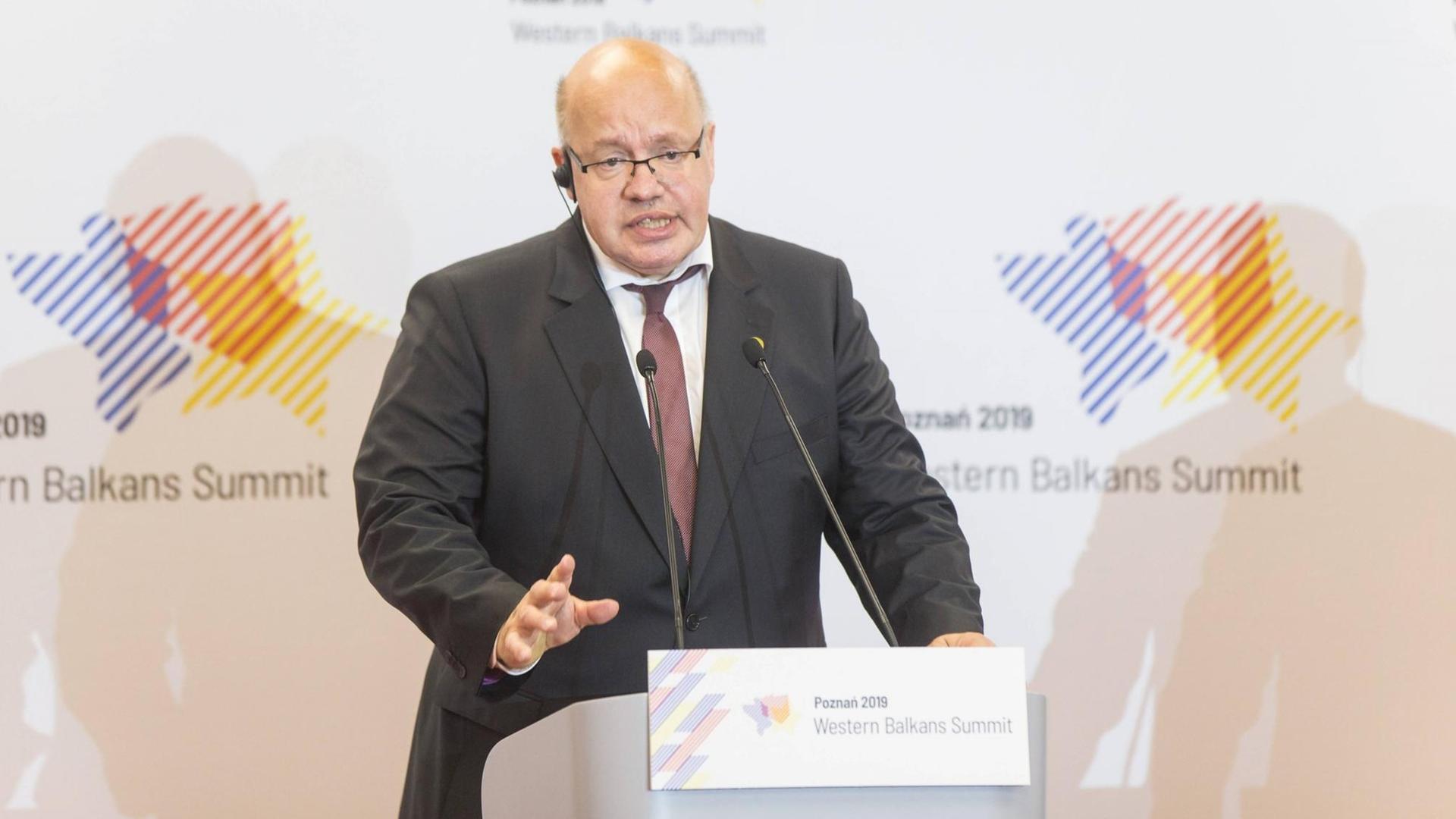 Bundeswirtschaftsminister Peter Altmaier beim Westbalkangipfel in Posen. Bundeswirtschaftsminister Peter Altmaier beim Westbalkangipfel in Posen.