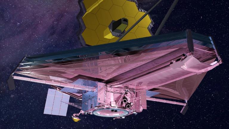 Frühestens im Sommer 2020 wird das James-Webb-Weltraumteleskop im All im Einsatz sein (Zeichnung)
