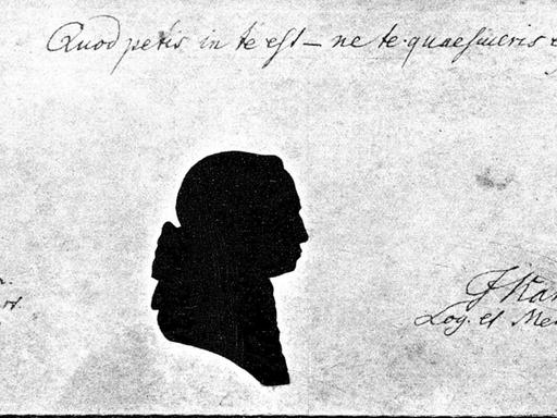 Das zeitgenössische Bild zeigt die Silhouette des deutschen Philosophen Immanuel Kant (1724-1804).