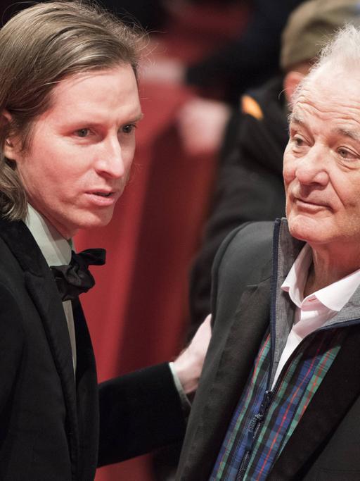 Regisseur Wes Anderson (links) und Schauspieler Bill Murray bei den 68. Internationalen Filmfestspielen Berlin