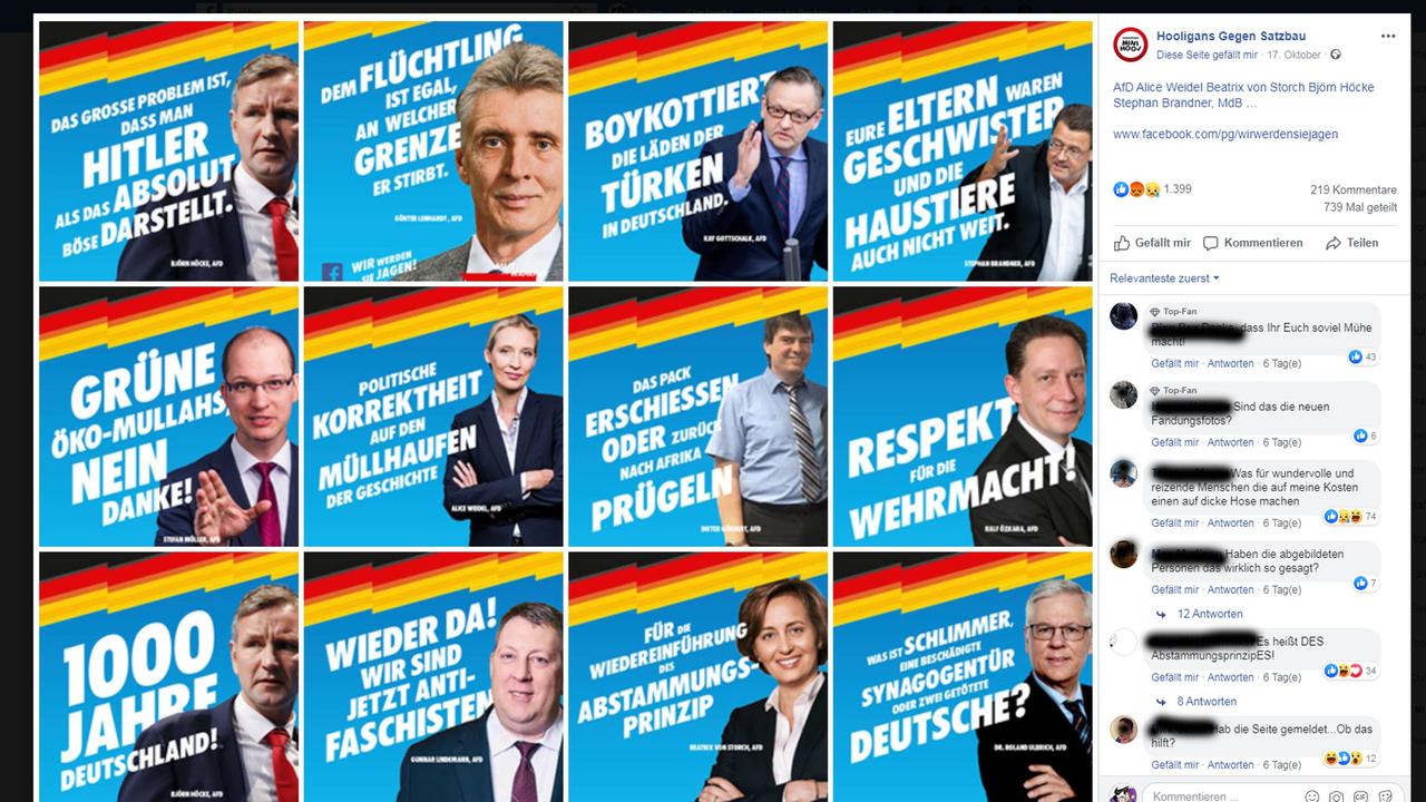 Screenshot der Facebook-Seite von "Hooligans gegen Satzbau" Screenshot der Facebook-Seite von "Hooligans gegen Satzbau"