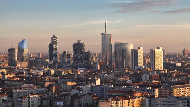Hochhäuser des neuen Stadtteils "Porta Nuova" in Mailand, Italien (undatiert).