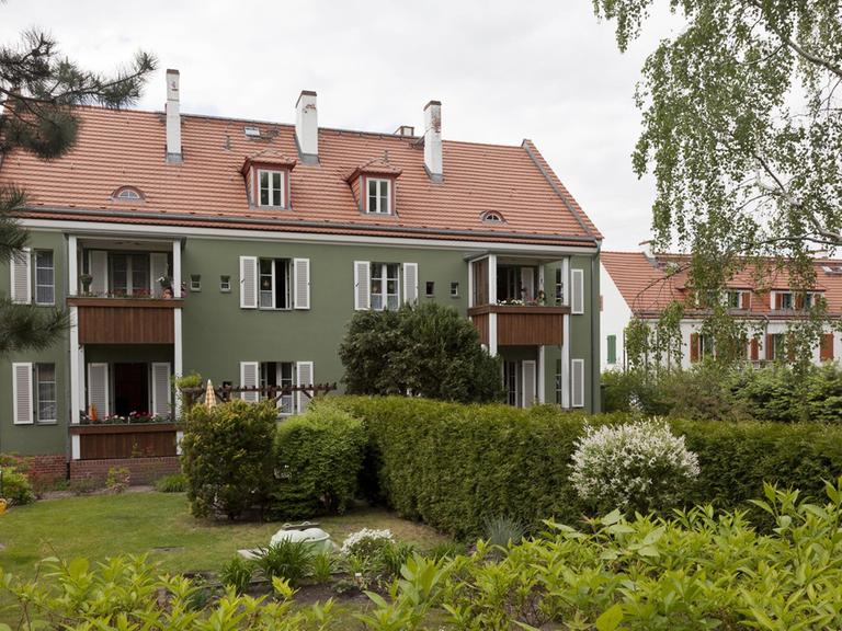 Gartenstadt Falkenberg, "Tuschkastensiedlung", erbaut 1913 bis 1934 von Architekt Bruno Taut. Siedlungen der Berliner Moderne.
