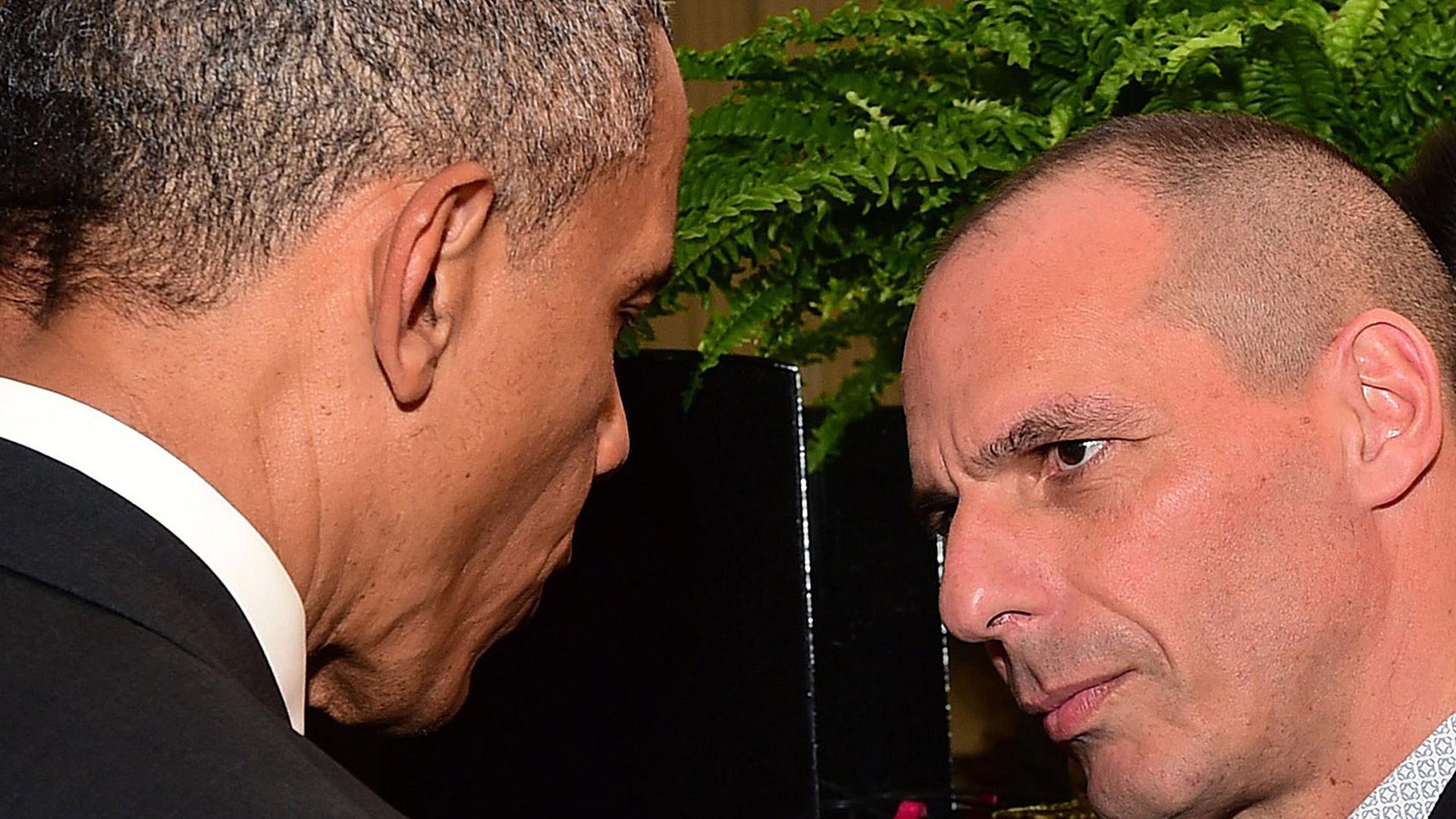 Der griechische Finanzminister Yanis Varoufakis und US-Präsident Barack Obama. Der griechische Finanzminister Yanis Varoufakis und US-Präsident Barack Obama.