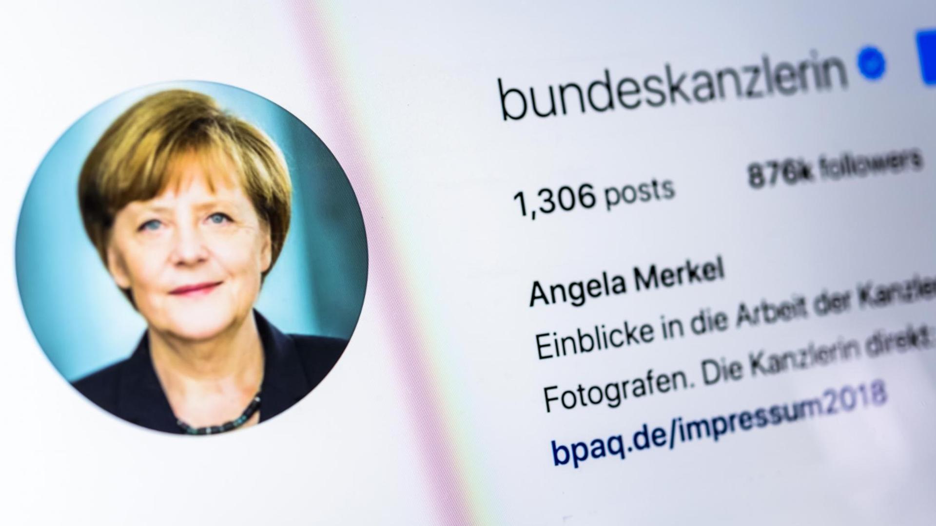 Blick auf den offiziellen Instagram-Account der Bundeskanzlerin. Blick auf den offiziellen Instagram-Account der Bundeskanzlerin.