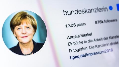 Blick auf den offiziellen Instagram-Account der Bundeskanzlerin.
