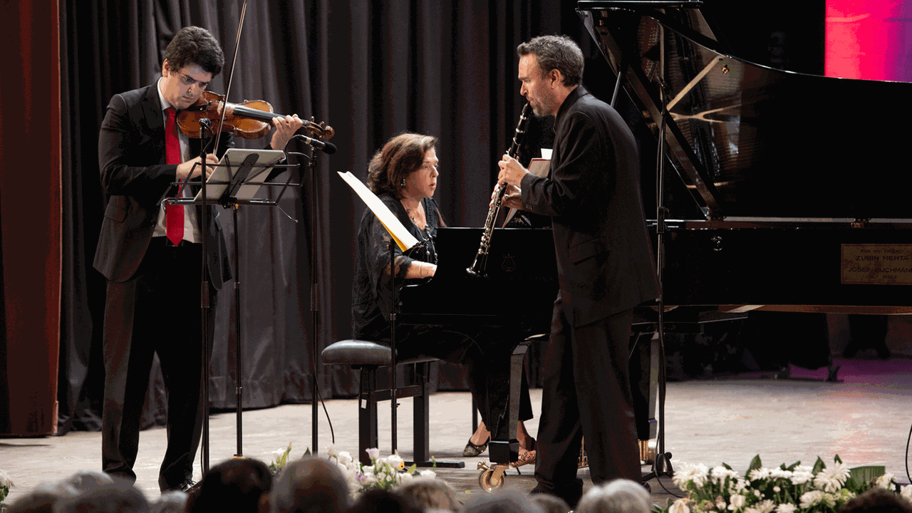 Michael Barenboim, Elena Bashkirova und Jörg Widmann im YMCA West-Jerusalem beim International Jerusalem Chamber Music Festival 2019 Michael Barenboim, Elena Bashkirova und Jörg Widmann im YMCA West-Jerusalem beim International Jerusalem Chamber Music Festival 2019