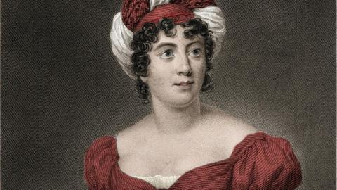Ein Porträt von Baronin Anne Louise Germaine de Staël-Holstein, genannt Madame de Stael (1766-1817).
