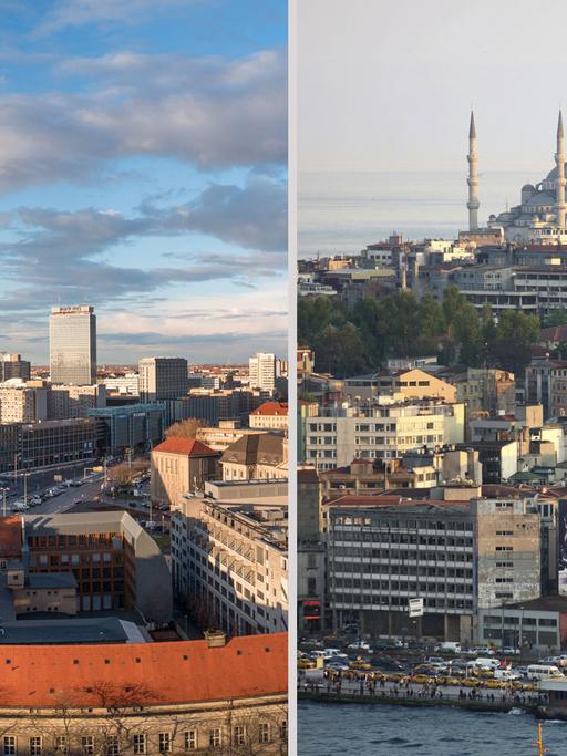 Die Fotomontage zeigt die Städte Berlin und Istanbul.