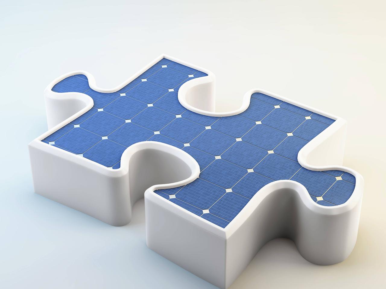 Eine Solarzelle in Form eines Puzzleteils Eine Solarzelle in Form eines Puzzleteils