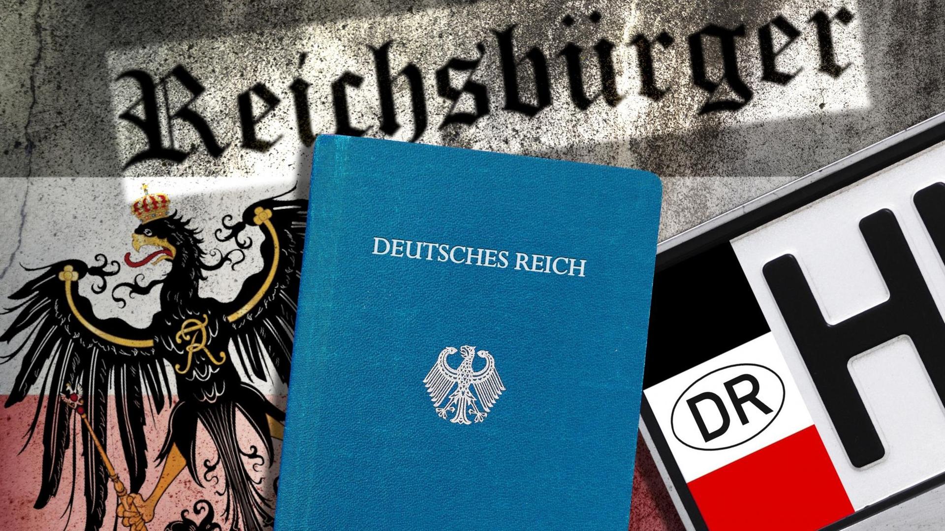 Reichsbürger-Päse, Reichsadler und Reichsbürger-Nummernschild, Symbolfoto