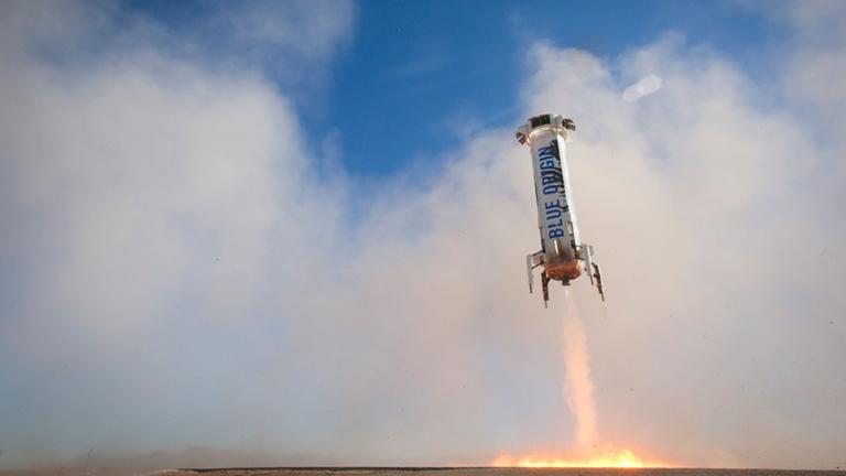 Historische Rückkehr: Landung der ersten Stufe der New-Shepard-Rakete Historische Rückkehr: Landung der ersten Stufe der New-Shepard-Rakete