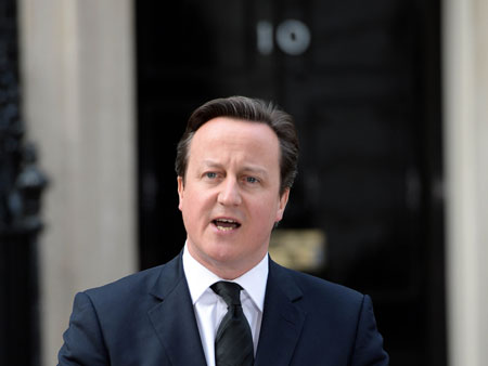 Der britische Premierminister Cameron vor seinem Regierungssitz, 10 Downing Street Der britische Premierminister Cameron vor seinem Regierungssitz, 10 Downing Street