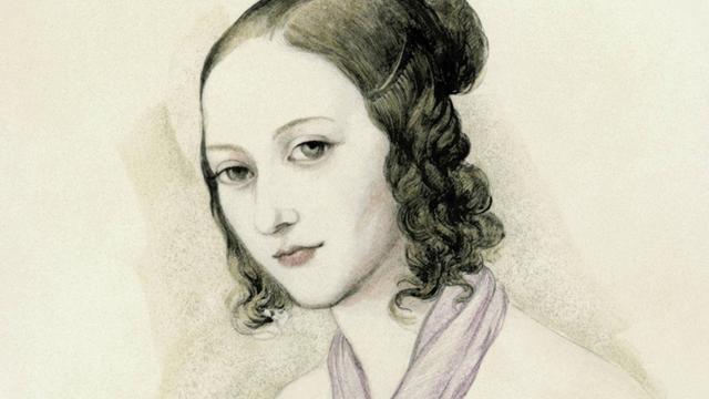 Eine Porträtzeichnung der Pianistin Clara Schumann im Alter von siebzehn Jahren.