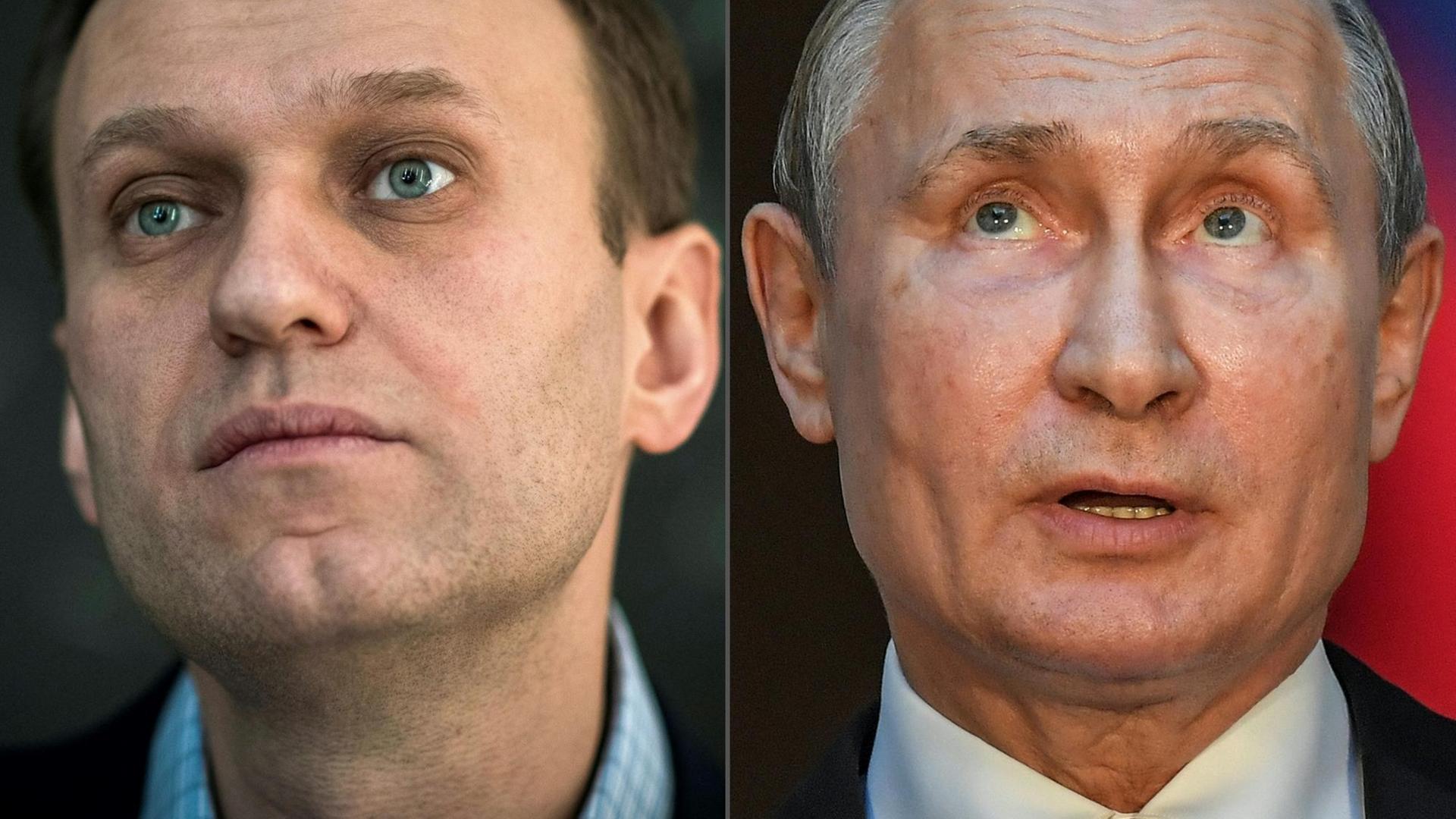 Kreml-Kritiker Alexej Nawalny und Russlands Präsident Wladimir Putin 