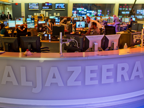 Newsroom von Al Jazeera in Doha, der Hauptstadt von Katar Newsroom von Al Jazeera in Doha, der Hauptstadt von Katar