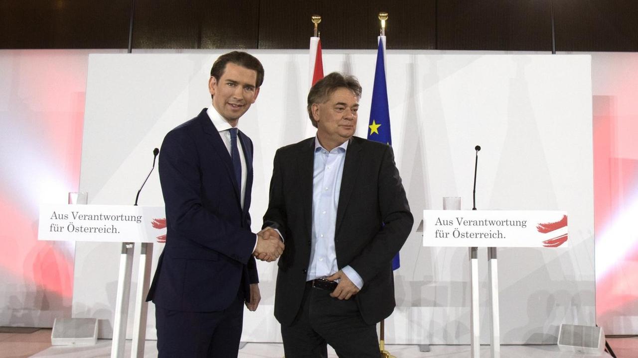 ÖVP-Chef Sebastian Kurz und Werner Kogler, Parteichef der Grünen in Österreich. ÖVP-Chef Sebastian Kurz und Werner Kogler, Parteichef der Grünen in Österreich.