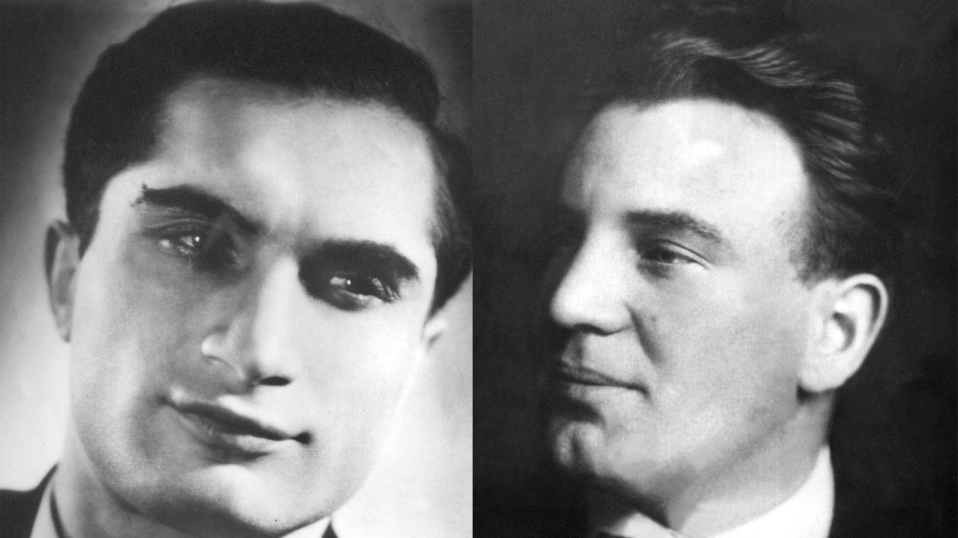 Kombination aus zwei Bildern: Links der rumänische Sänger (Tenor) Joseph Schmidt (undatiert), rechts der österreichische Kammersänger Richard Tauber in einer undatieren Aufnahme.