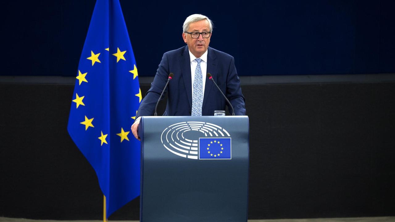 EU-Kommissionspräsident Jean-Claude Juncker während seiner Rede zur Lage der EU. EU-Kommissionspräsident Jean-Claude Juncker während seiner Rede zur Lage der EU.