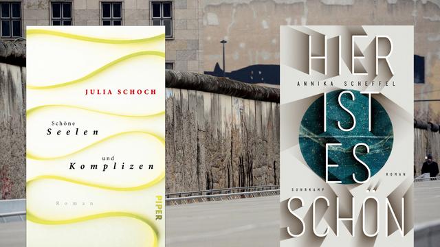 Buchcover: Julia Schoch: „Schöne Seelen und Komplizen“ und Annika Scheffel: „Hier ist es schön“